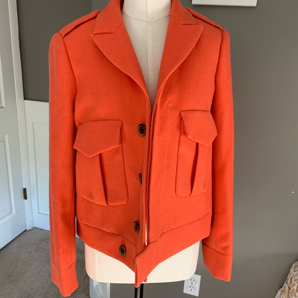 EUC  Sz 8 Burnt Orange J Crew Wool Aviator Jacket